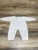 White Romper Brown Check sz 3-6m