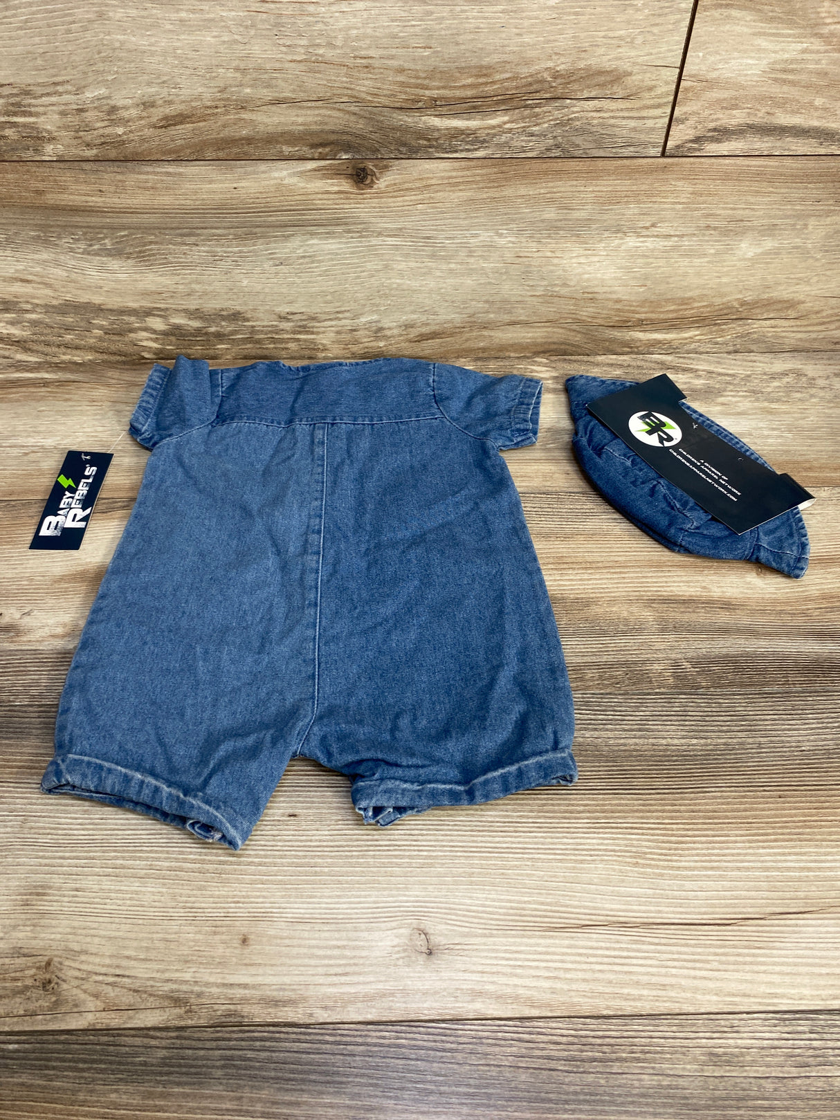 NEW Baby Rebels 2pc Denim Dino Romper & Hat Blue sz 18m