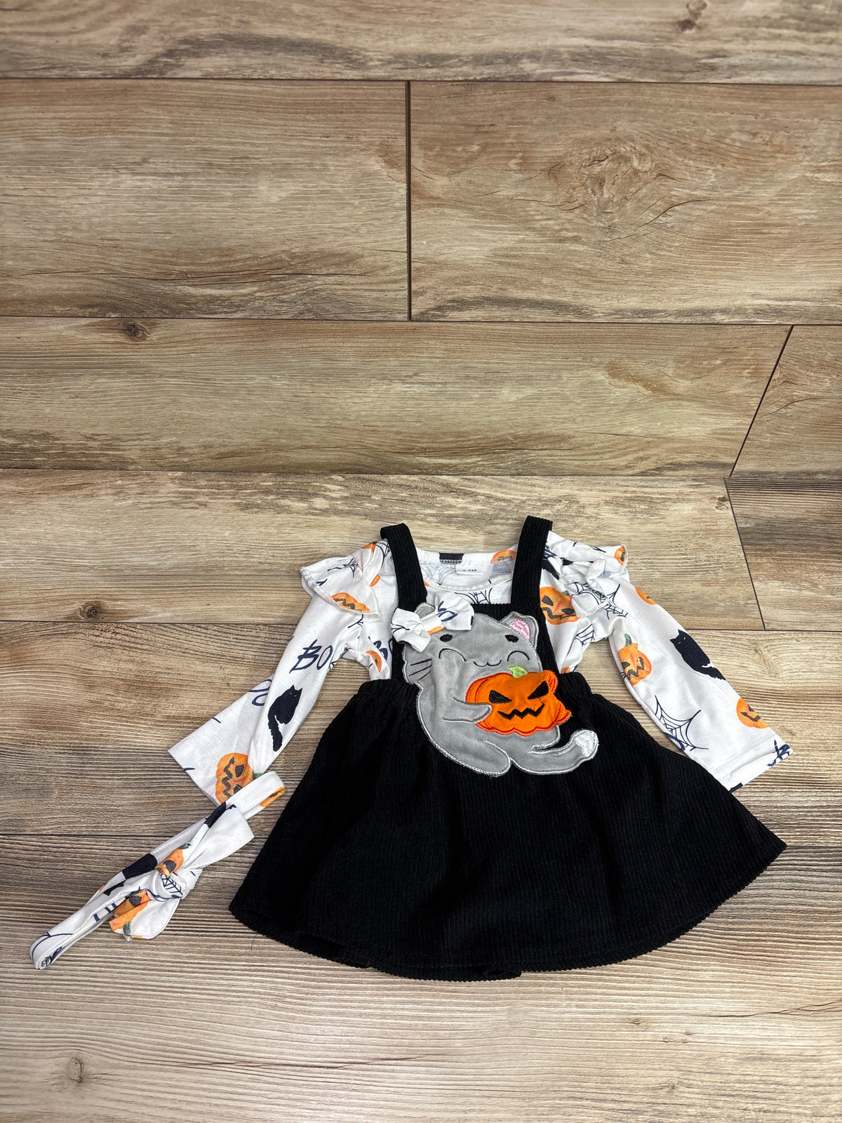 Saliuentm 3pc Halloween Corduroy Skirtall Set White sz 3-6m