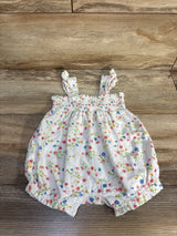 Little Me Smocked Floral Shortie Romper White sz 6m