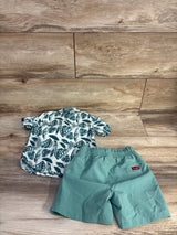 Wrangler 2pc Button-Up Shirt & Board Shorts Set Beige sz 2T