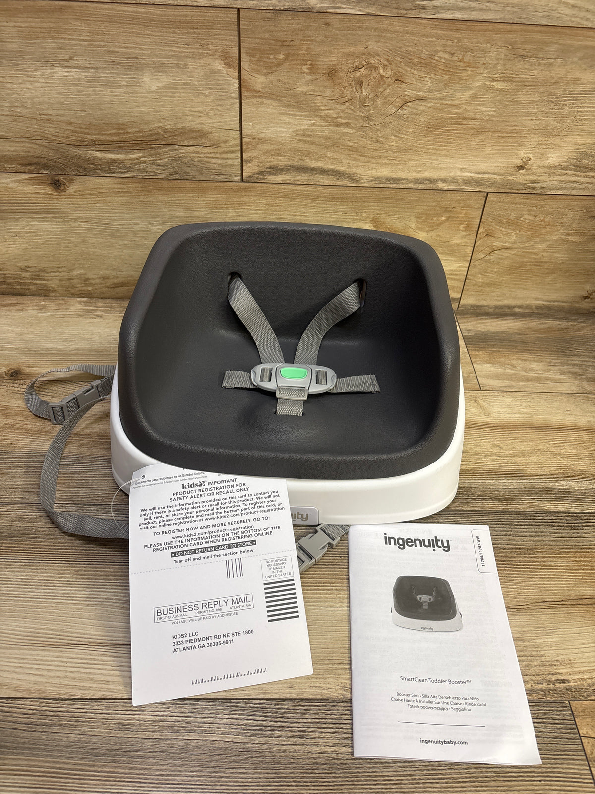 NEW Ingenuity SmartClean Toddler Booster Seat Grey