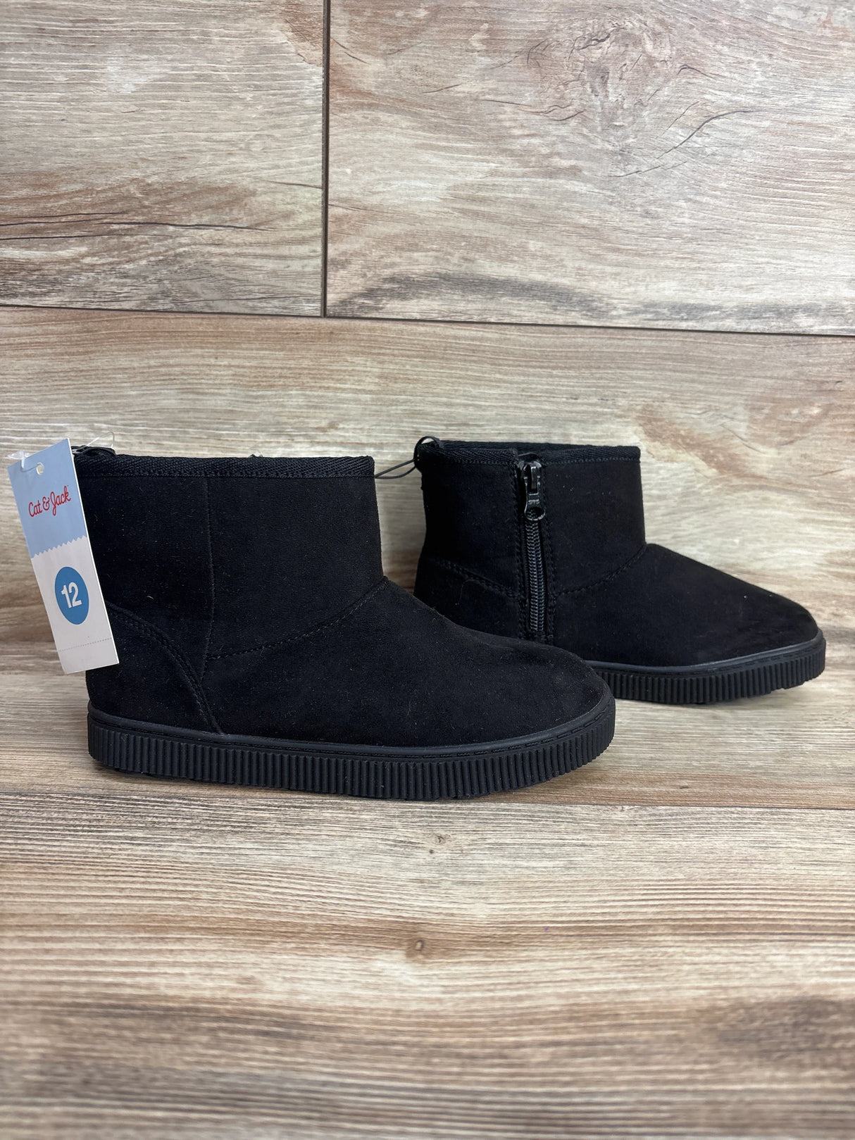 NEW Cat & Jack Arlo Faux Fur Lined Booties Black sz 12c