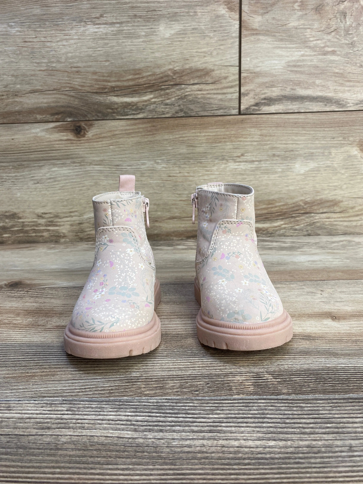 Cat & Jack Floral Zipper Combat Boots Grey sz 5c - Me n Mommy To Be