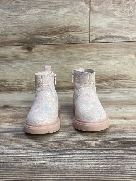 Cat & Jack Floral Zipper Combat Boots Grey sz 5c - Me n Mommy To Be