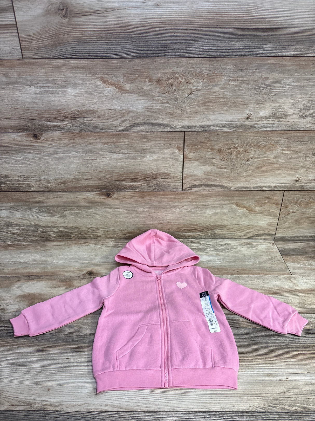 NEW Okie Dokie Full-Zip Hoodie Pink sz 24m