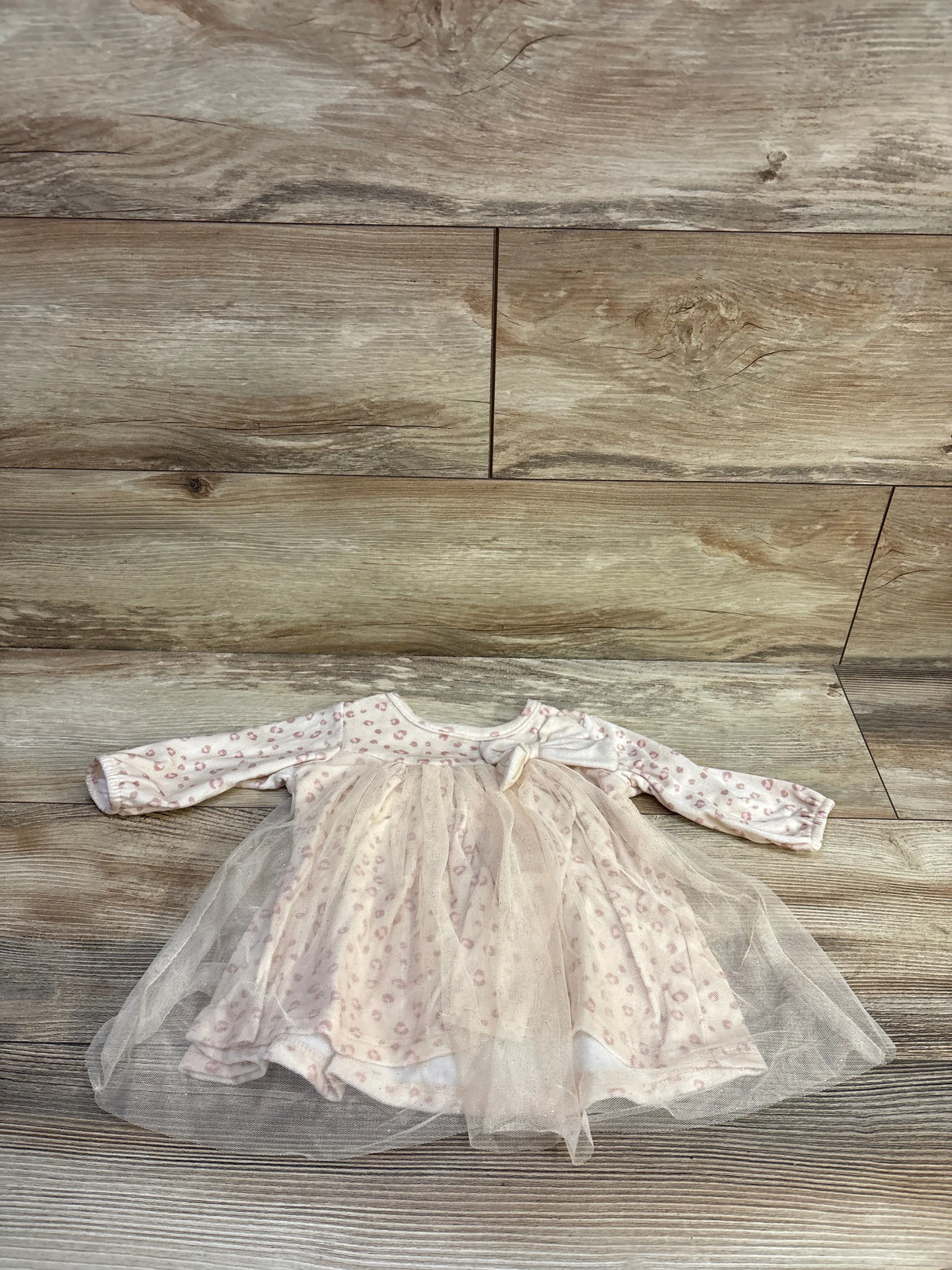 Chick Pea Leopard Print Velour Dress Beige sz 3-6m