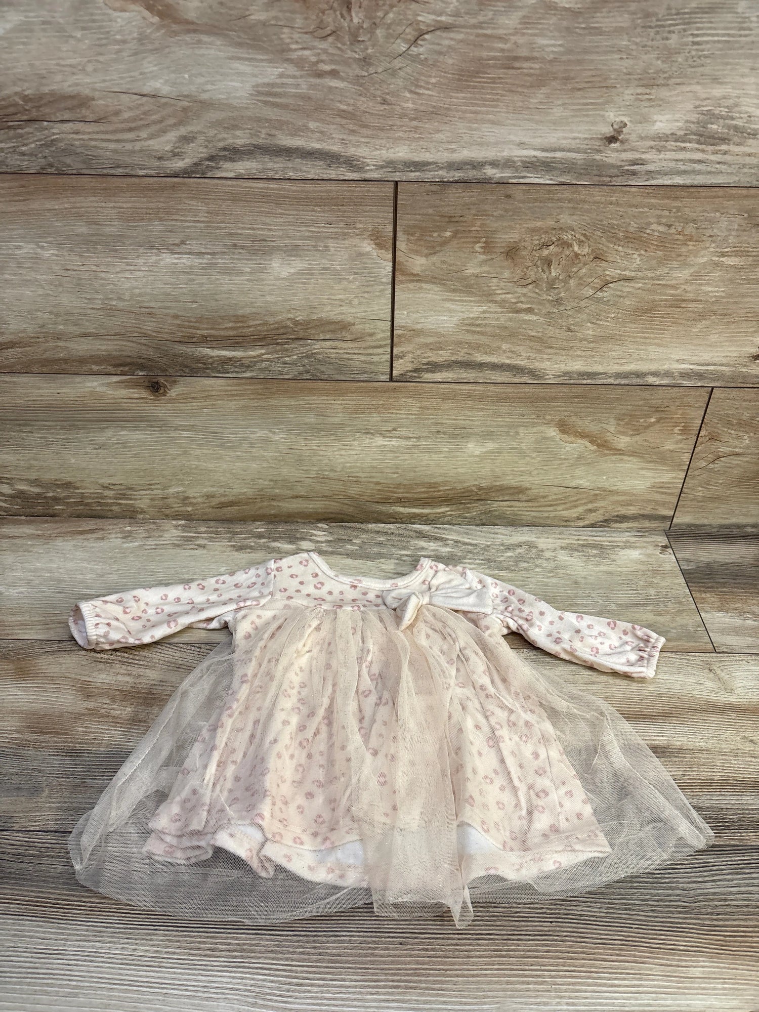 Chick Pea Leopard Print Velour Dress Beige sz 3-6m