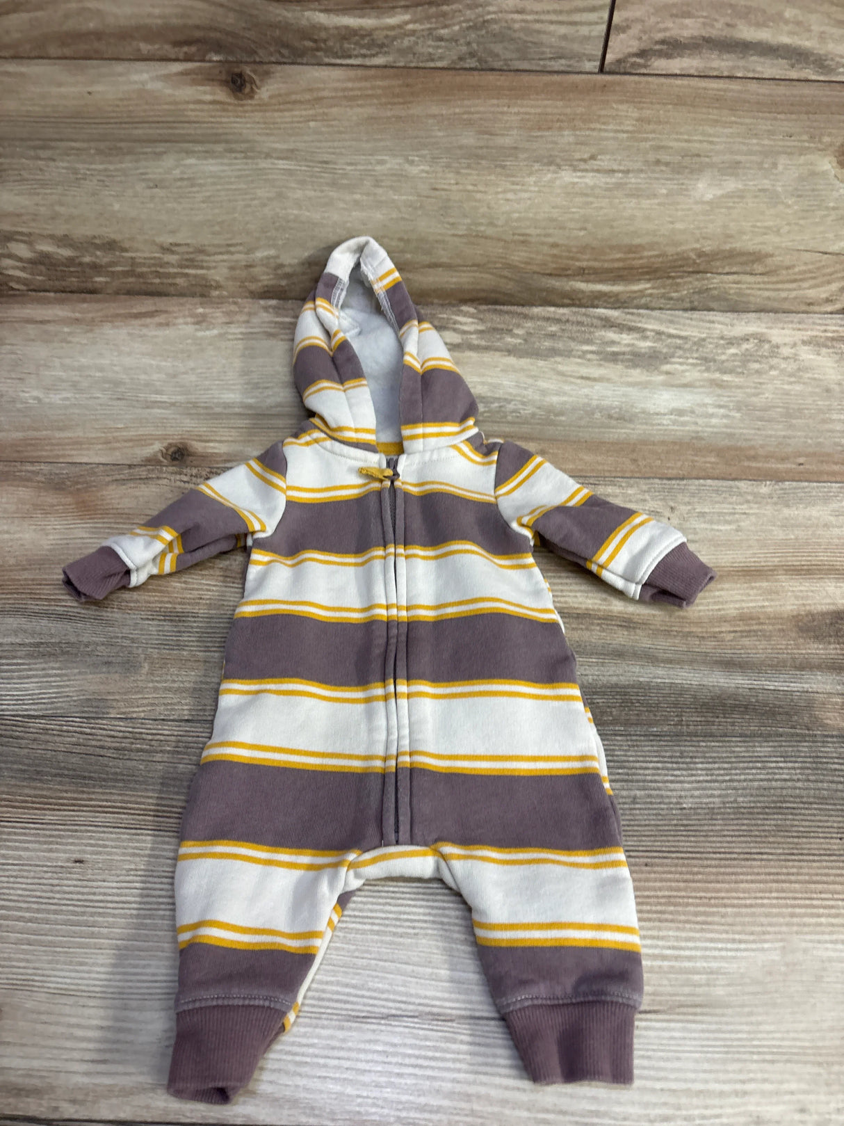 Carter's Striped Hooded Coverall White sz Newborn