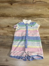 Ralph Lauren Striped Knit Oxford Button-Down Shortie Romper White sz 9m