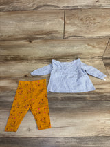 Carter's 2pc Ruffled Striped Shirt & Floral Pants Set Blue sz 6m