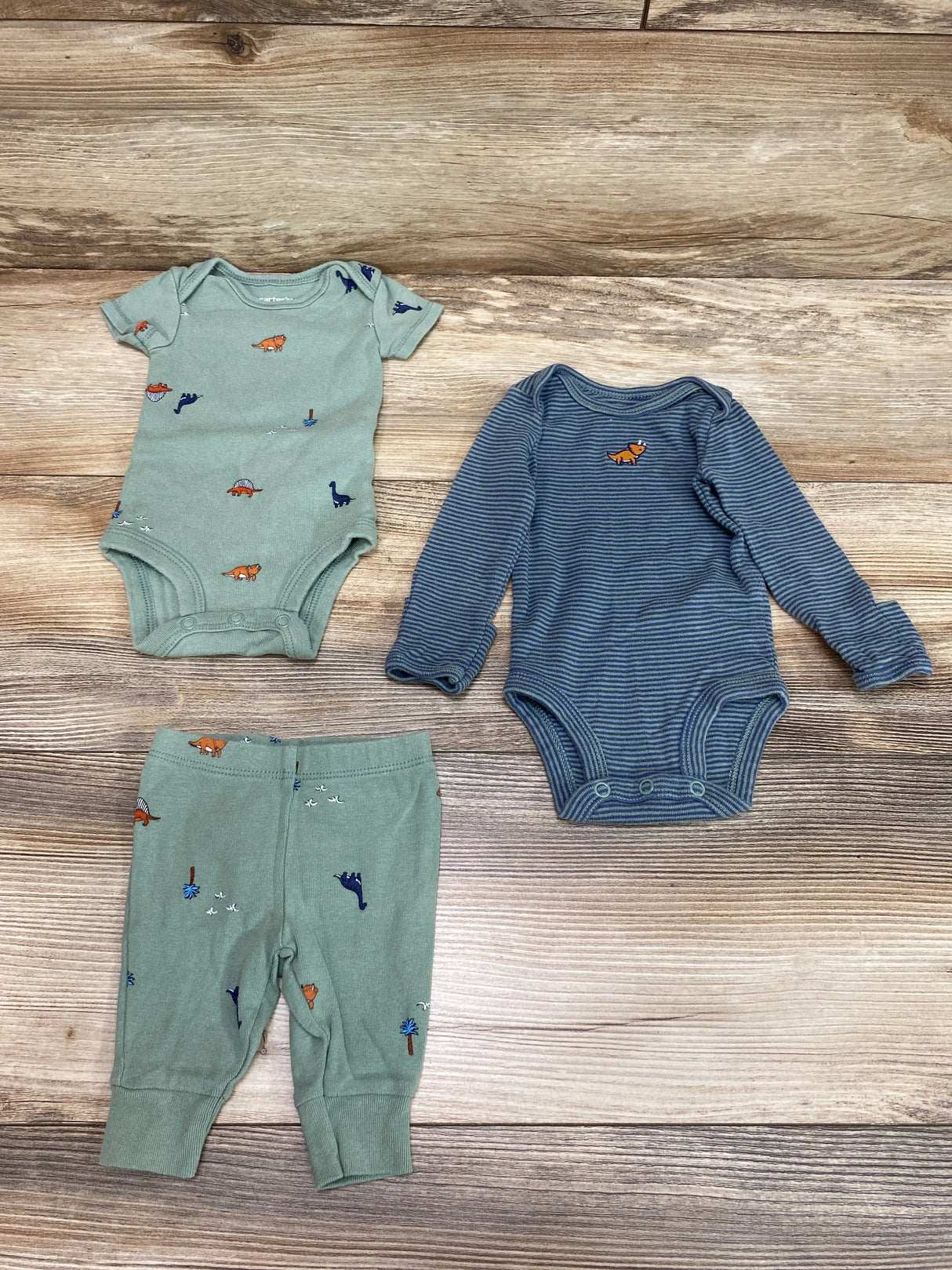 Carter's 3pc Dino Bodysuit Set Green sz Newborn