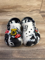 Crocs Classic Grey Marbled Clogs w/ Jibbitz sz 9c - Me n Mommy To Be