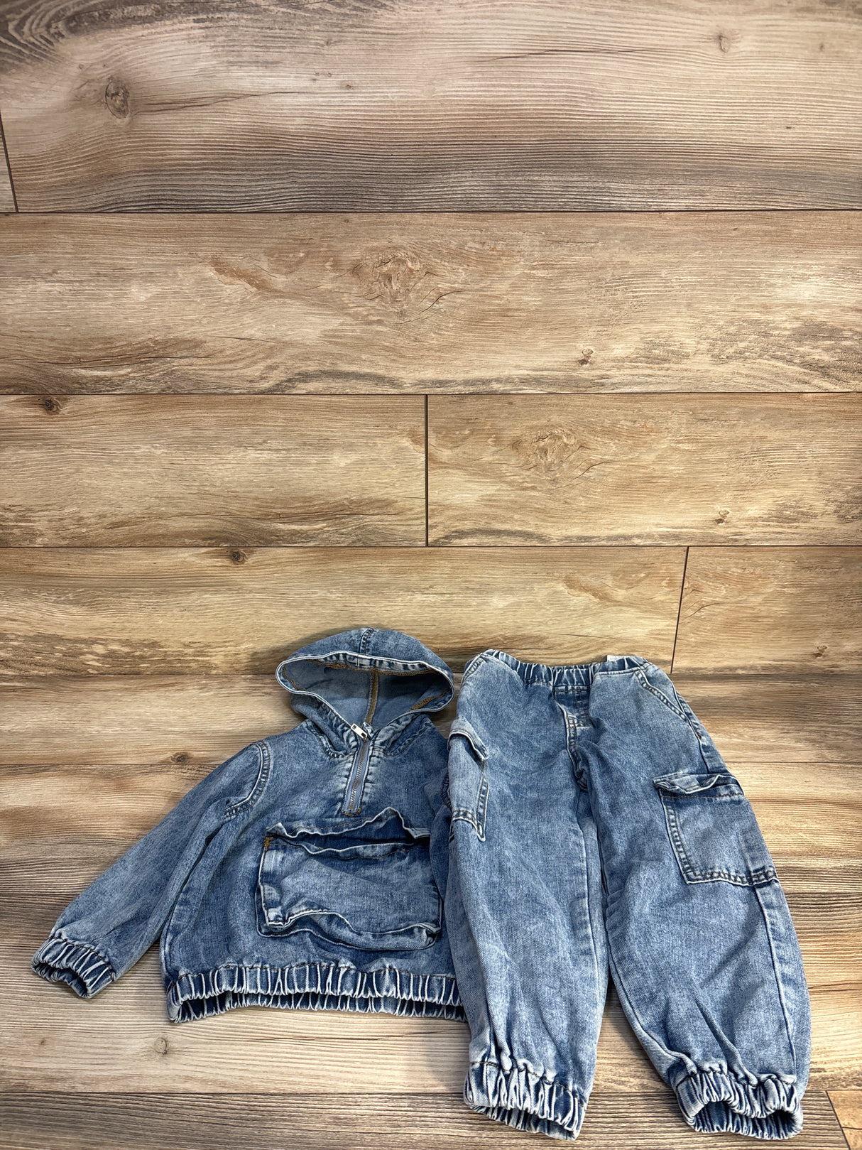 Shein 2pc Hooded Denim Jacket & Jeans Set Blue sz 4T