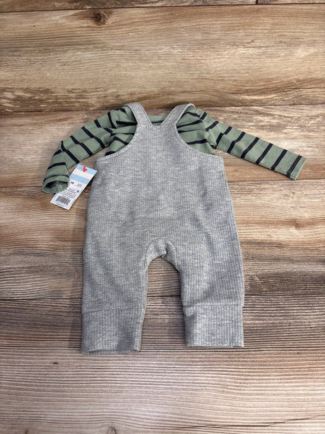 NEW Cat & Jack 2pc Bodysuit & Overalls Green/Grey sz Newborn - Me n Mommy To Be
