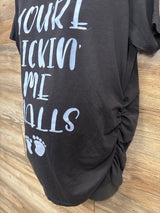 Urban Crest You're Kickin' Me Smalls Maternity Shirt Black sz Large