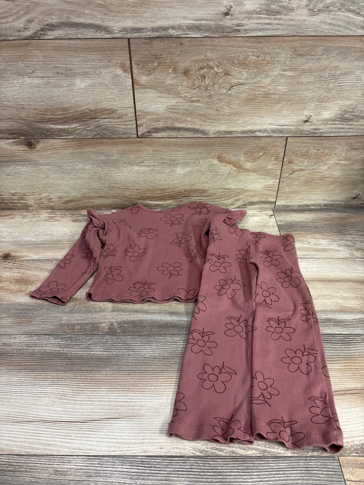 Carter's 2pc Ribbed Long Sleeve Shirt & Pants Set Brown sz 2T