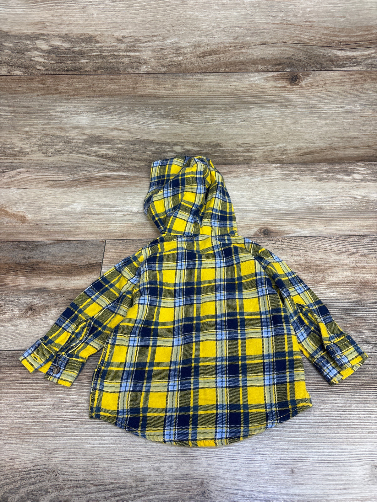 Carter's Hooded Button-Up Flannel Shirt Yellow sz 9m