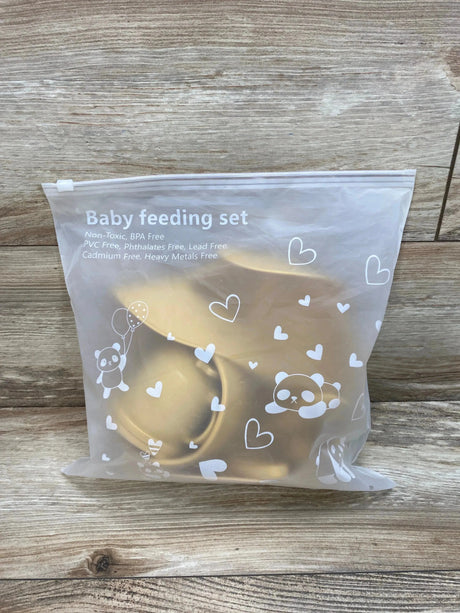 NEW 10Pc Silicone Feeding Set in Yellow - Me n Mommy To Be