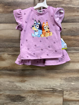NEW Bluey 2pc Bingo/Bluey Short Sleeve Top and Skort Set Lilac sz 4T