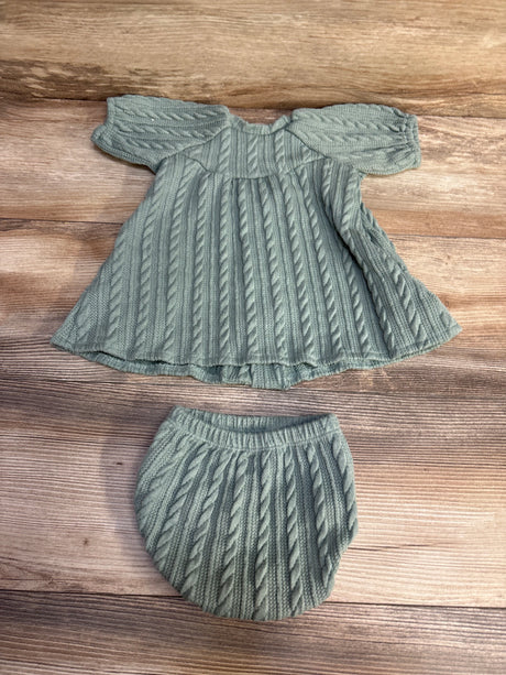 Ettie H 2pc Cable Knit Dress & Bloomers Green sz 0-3m - Me n Mommy To Be