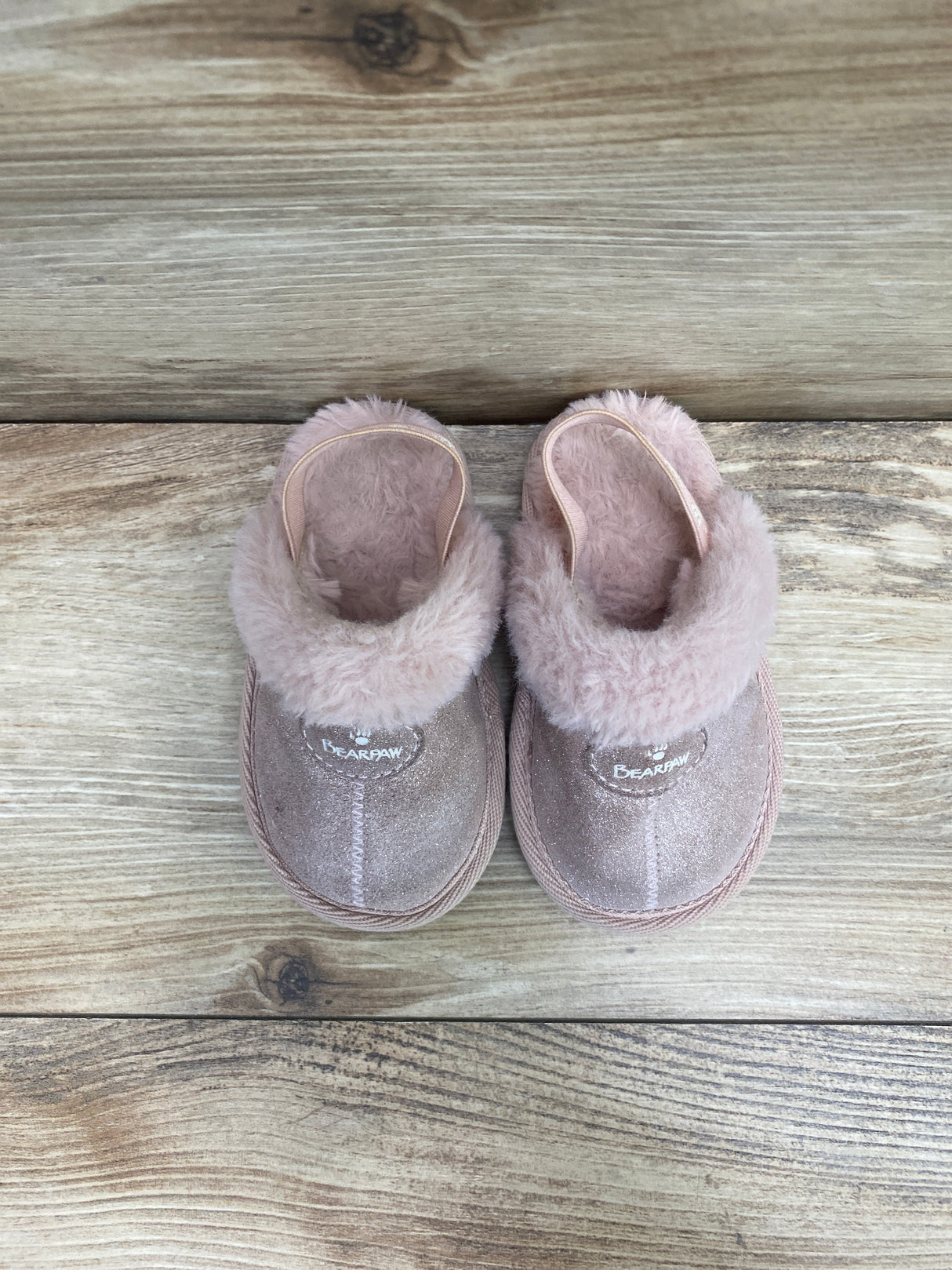 BEARPAW Rebecca Suede Slippers with Sheepskin in Light Pink