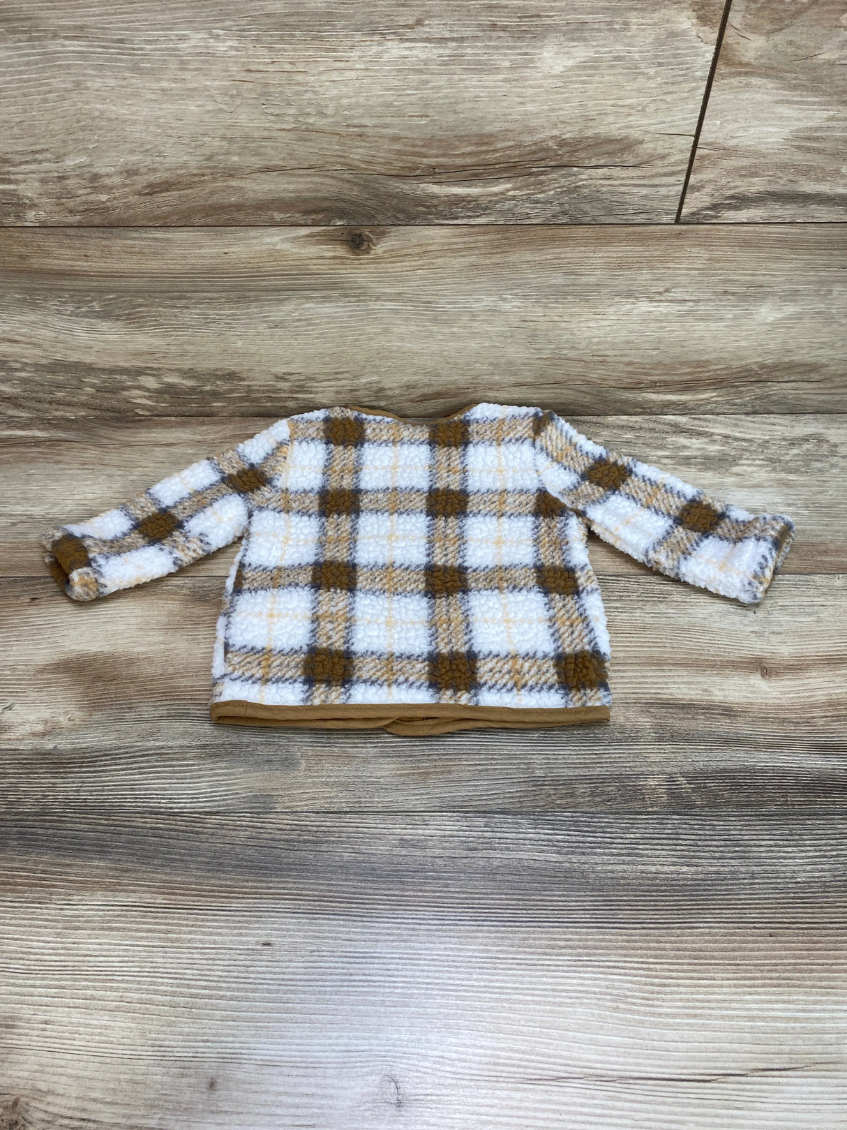 Old Navy Plaid Button-Front Sherpa Jacket White sz 6-12m