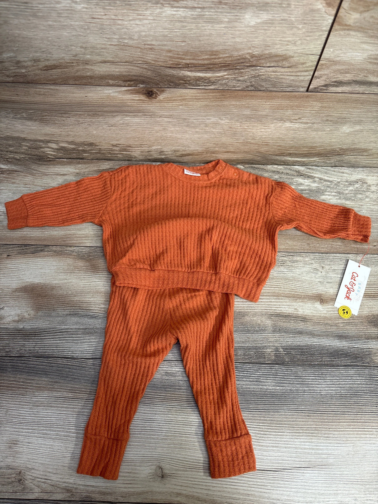 NEW Cat & Jack 2pc Waffle Knit Shirt & Pants Rust sz 6-9m