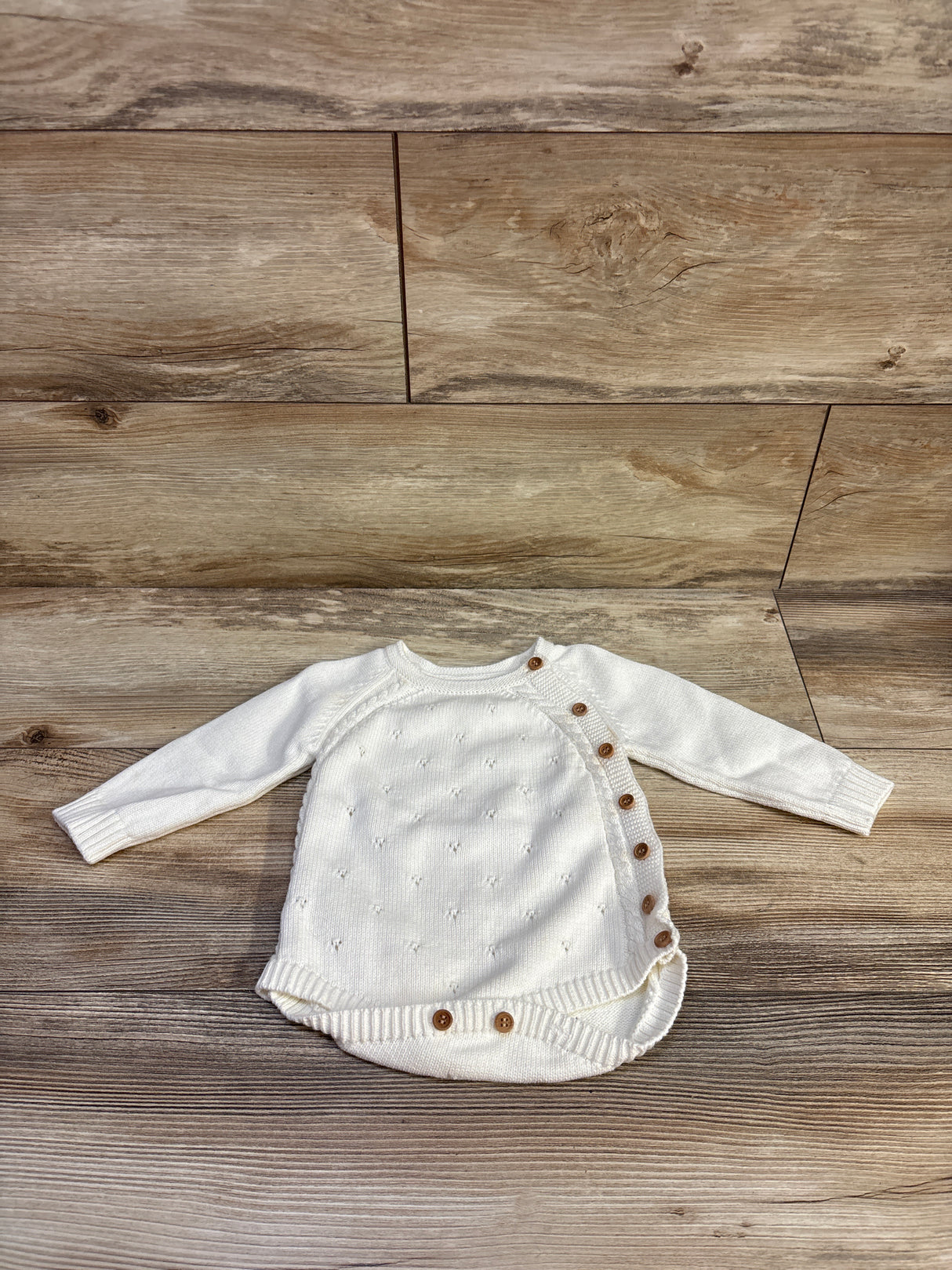 Knit Long Sleeve Bubble Romper White sz 6-12m