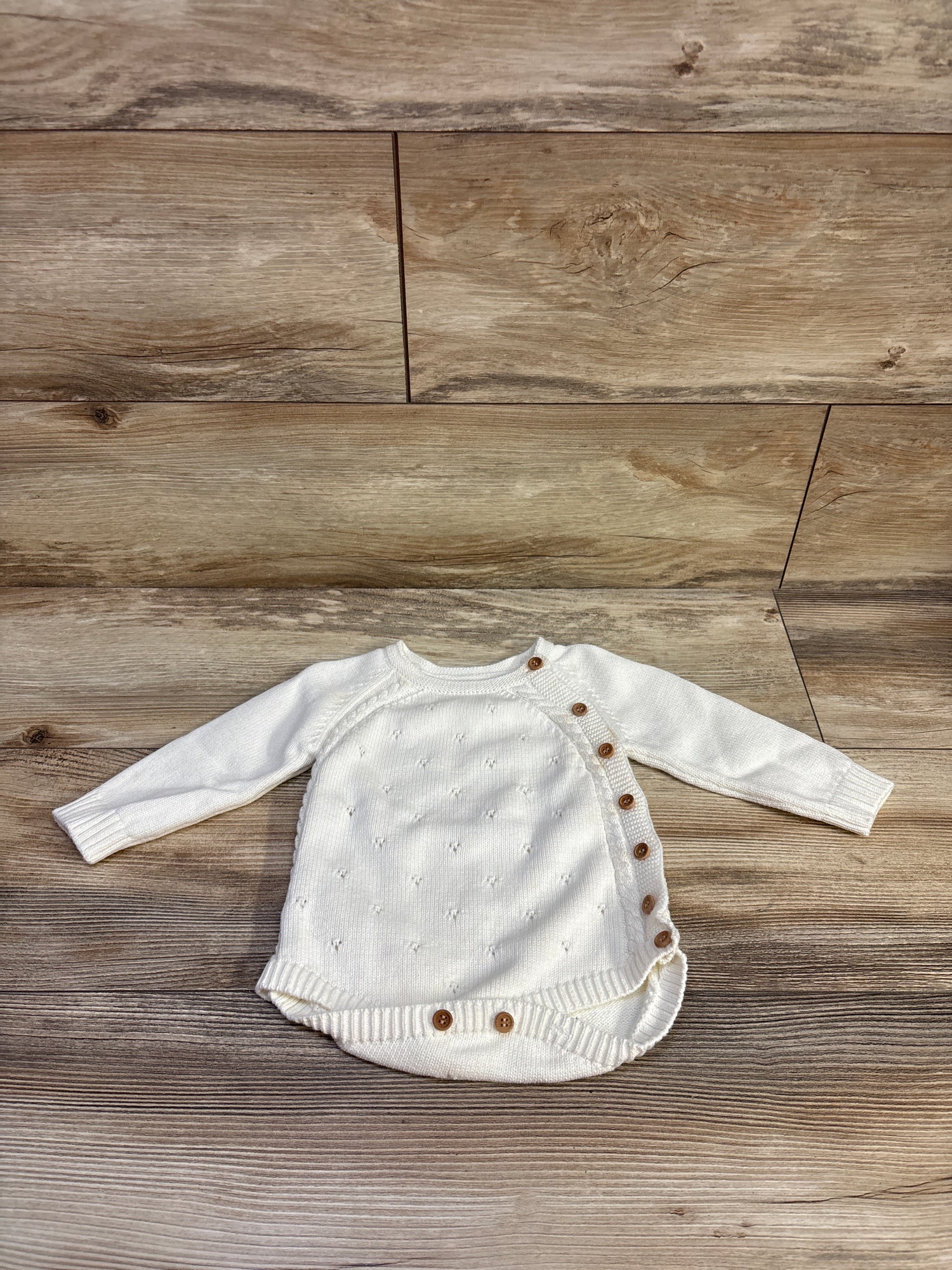 Knit Long Sleeve Bubble Romper White sz 6-12m