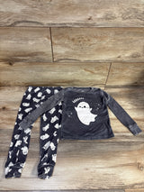 Trick Or Treat Sleep 2pc Velour Pajama Set Ghost Print Grey sz 3T