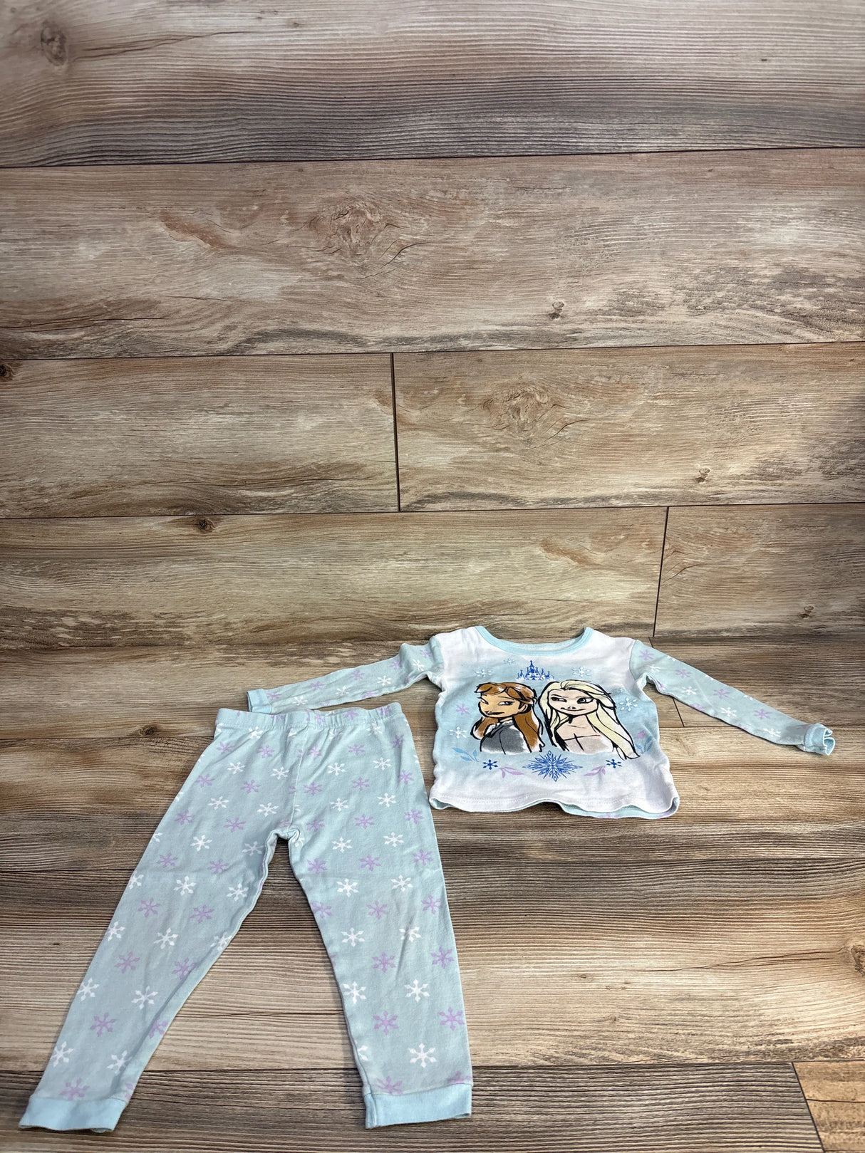 Disney Frozen 2pc Snowflake Print Pajama Set Mint sz 4T