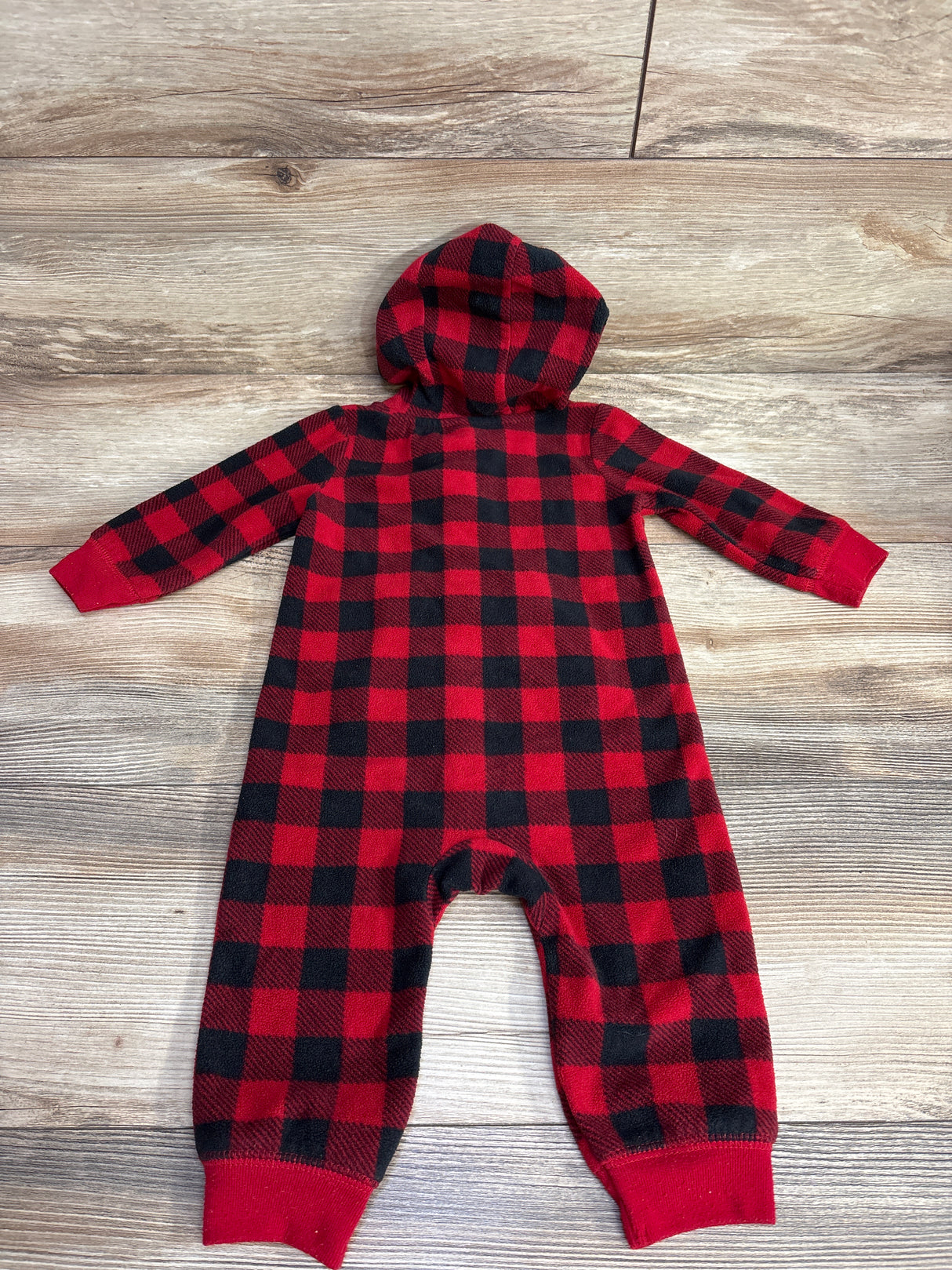 Just One You Bear Buffalo Plaid Hooded Coverall Red sz 9m