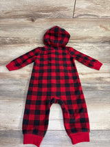 Just One You Bear Buffalo Plaid Hooded Coverall Red sz 9m