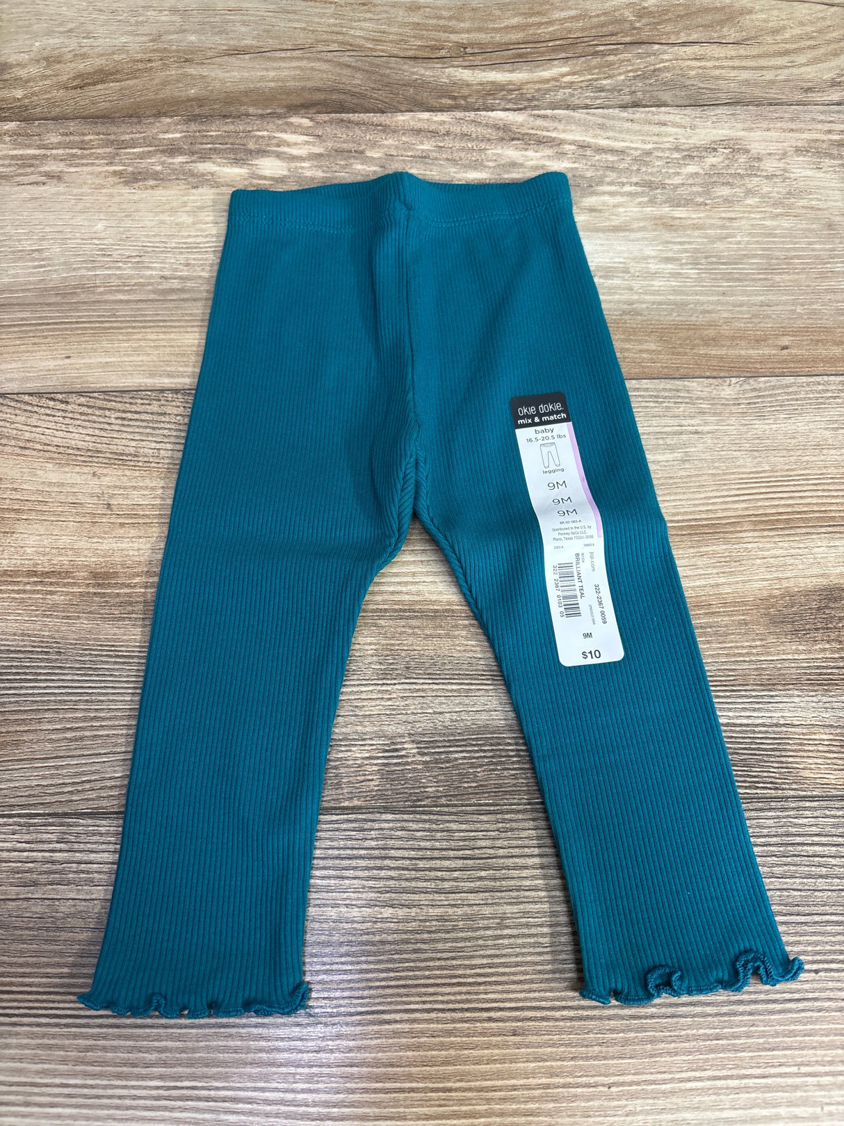 NEW Okie Dokie Ribbed Teal Leggings sz 9m