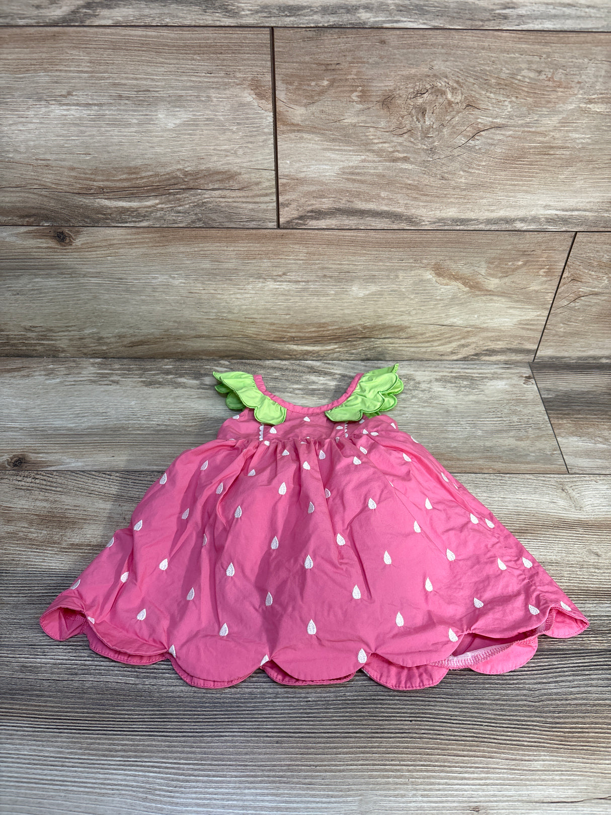 Flapdoodles Embroidered Strawberry Bodysuit Dress Pink sz 6/9m