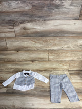 Little Lad 4pc Plaid Vest Suit Set White sz 12m