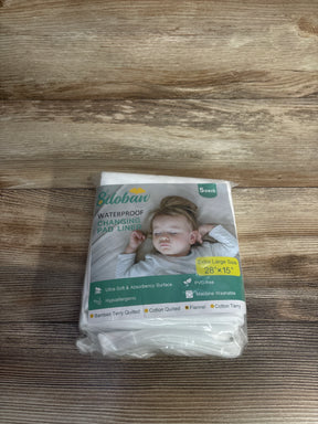 Pack of waterproof changing pad liners for babies, hypoallergenic, machine washable, on wood surface