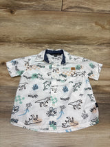 American Hawk Dinosaur Print Button Up Shirt White sz 24m