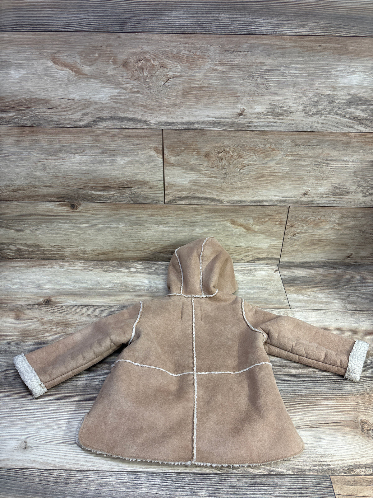 Zara Reversible Faux Shealing Hooded Jacket Tan sz 18/24m