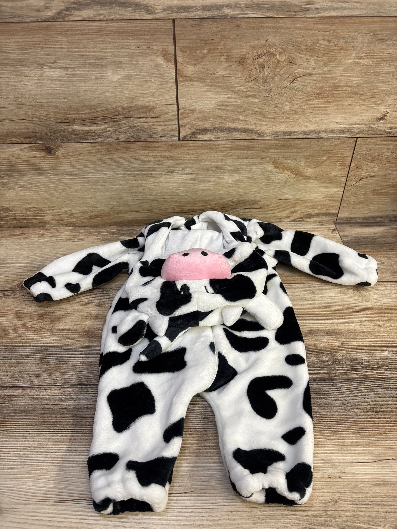 JoyFy Cow Costume Plush Hooded Jumpsuit White sz 6-12m