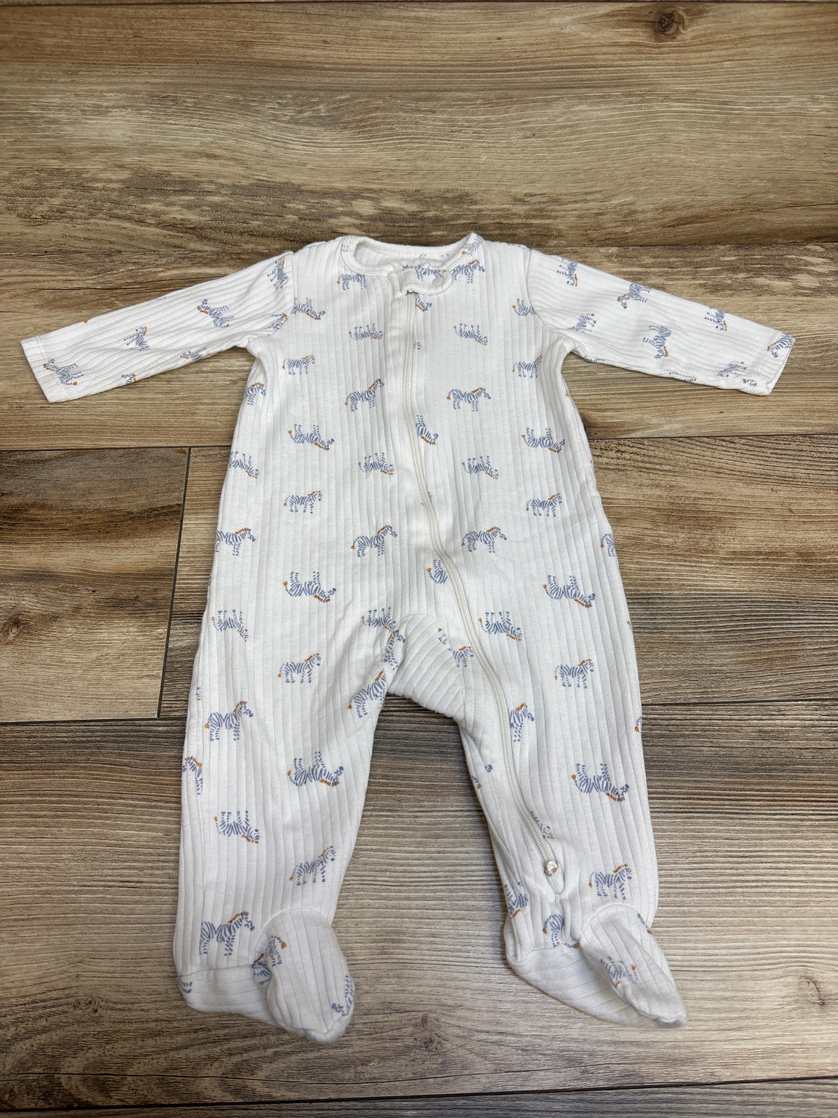 Just One You Zebra Print Ribbed Sleeper White sz 6m