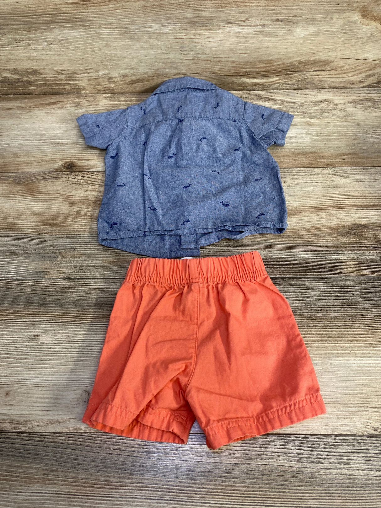 Just One You 2pc Chambray Button Up Shirt & Shorts Blue sz 9m