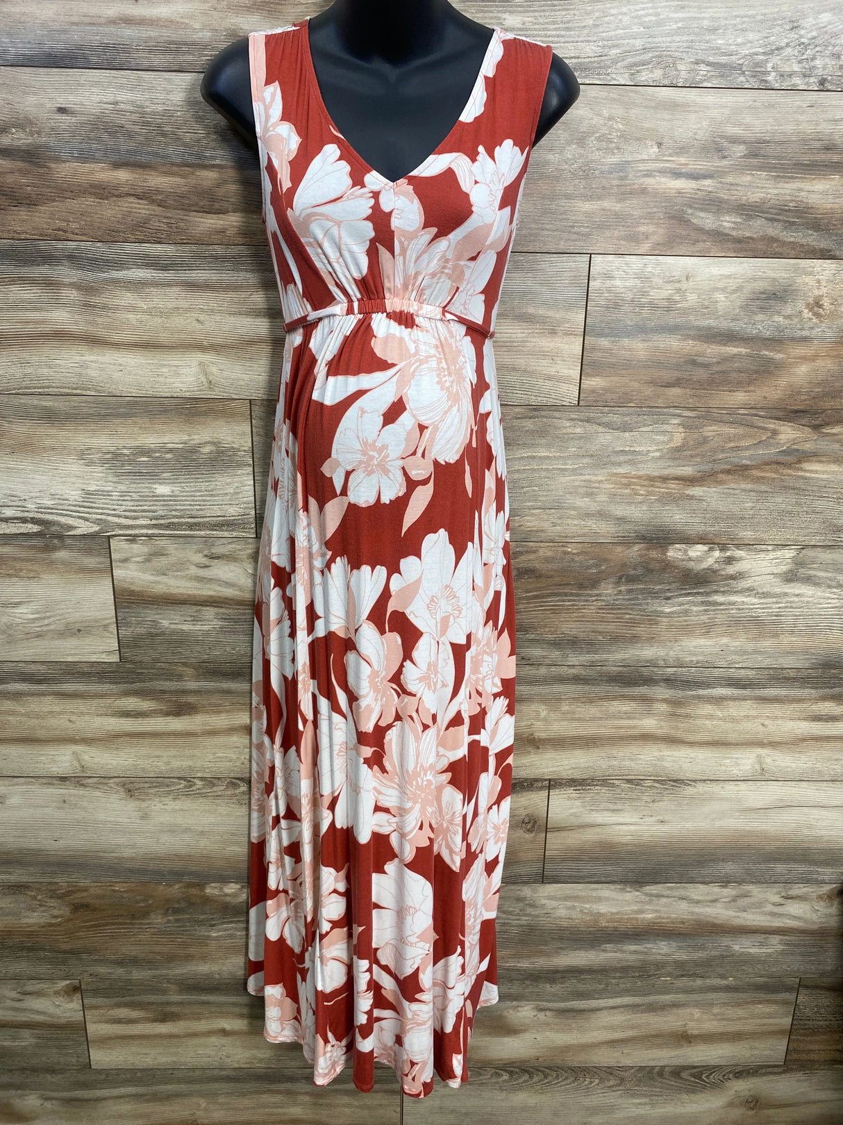 Isabel Maternity Sleeveless Floral Dress Brick sz XS