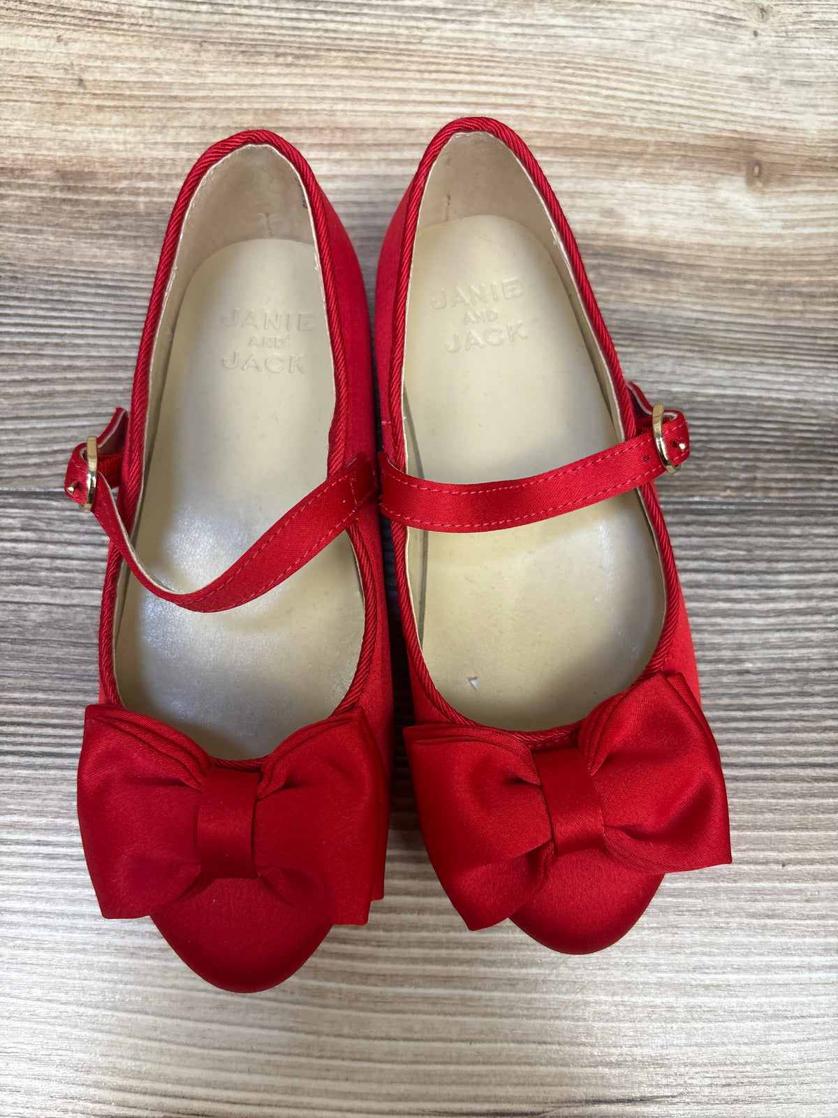 NWOT Janie & Jack Satin Bow Mary Jane Flats Red sz 10c