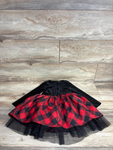 Cat & Jack Velvet Long Sleeve Tulle Dress Buffalo Plaid Black sz 2T