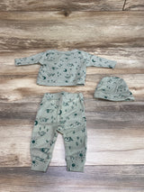 Willow + Whimsy 3pc Camping Shirt & Pants Set Green sz 0-3m