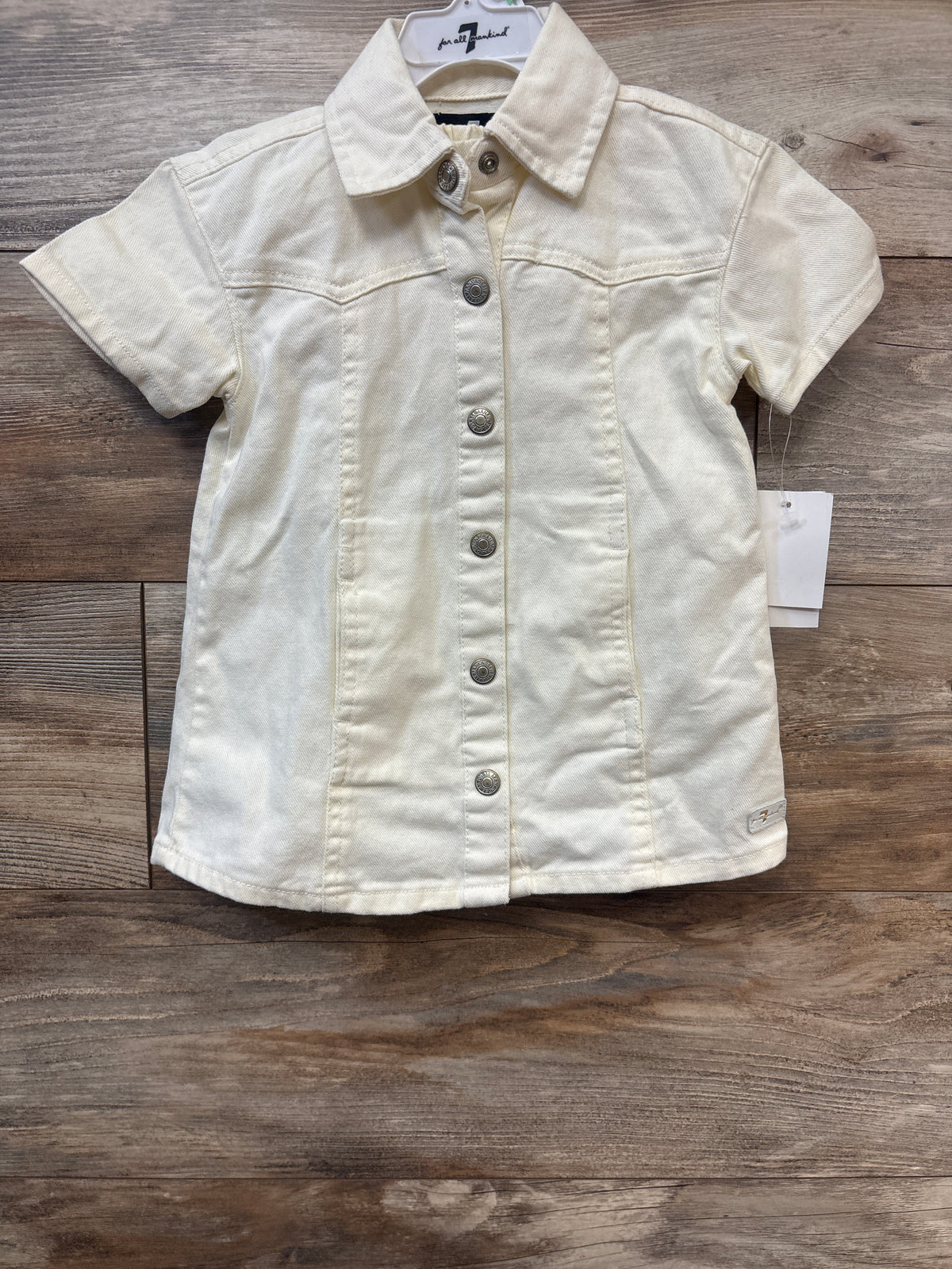 NEW 7 For All Mankind 2pc Denim Button-Front Dress & Bloomers Set Cream sz 18m