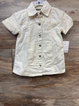 NEW 7 For All Mankind 2pc Denim Button-Front Dress & Bloomers Set Cream sz 18m
