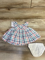 NEW Just One You 2pc Plaid Dress & Bloomers White sz Newborn